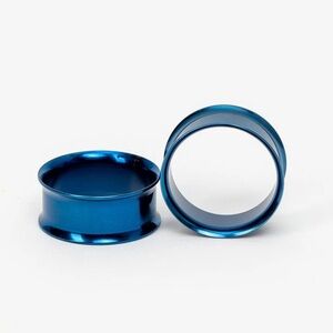 NEW* Blue Stainless Steel Ear Tunnels 1 inch